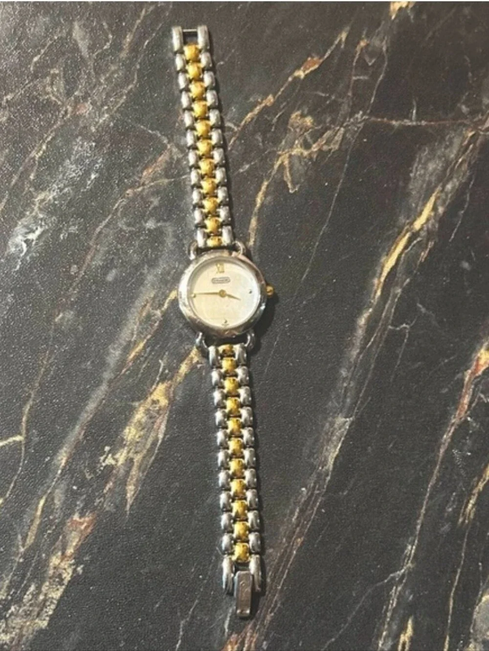 Silver and Gold Two-Tone Women's Mnimalist Coach Dress Watch -